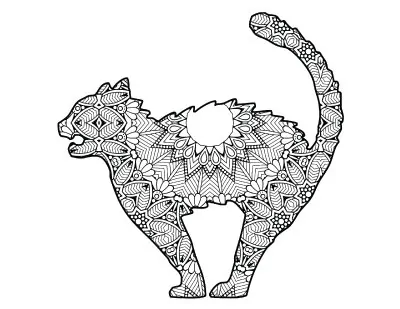 Coloring book antistress black cat for Halloween